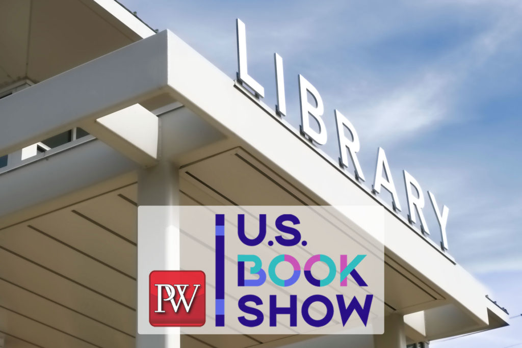 US Book Show Logo Over Library Photo